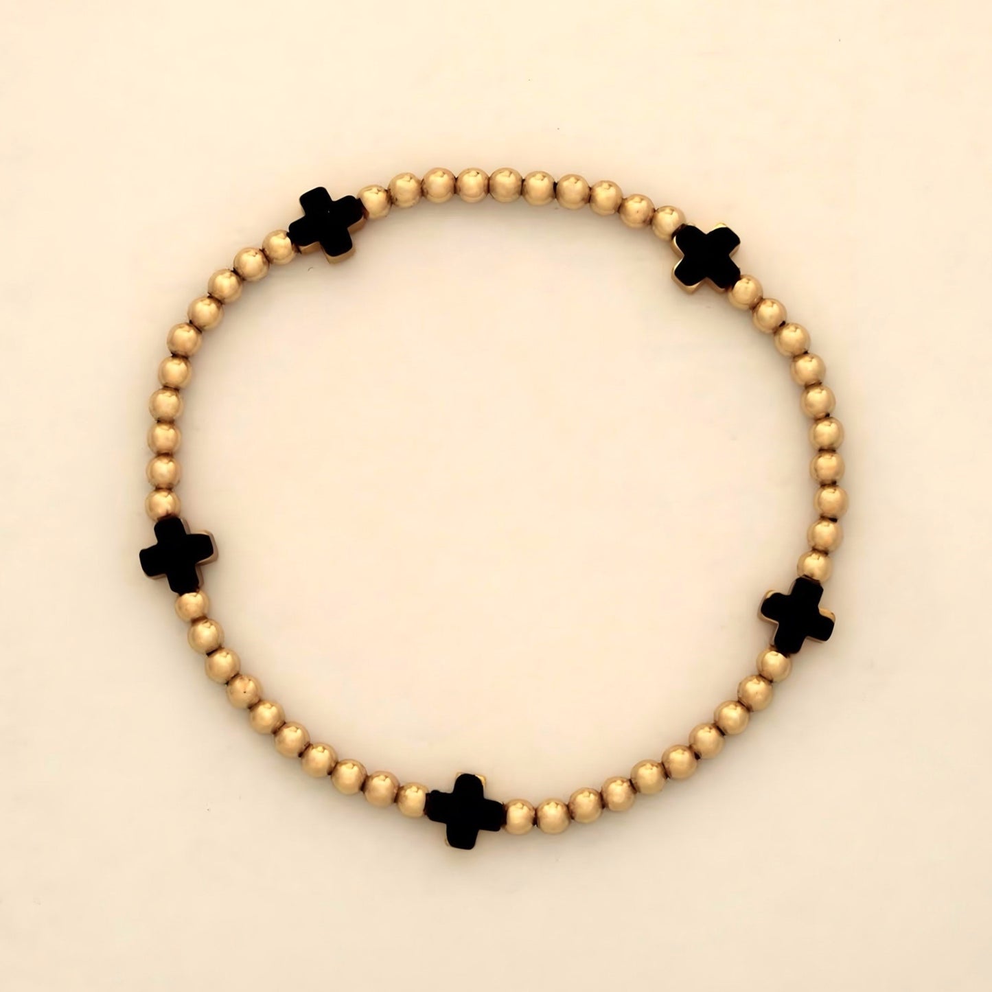 14k Black Cross Bracelet