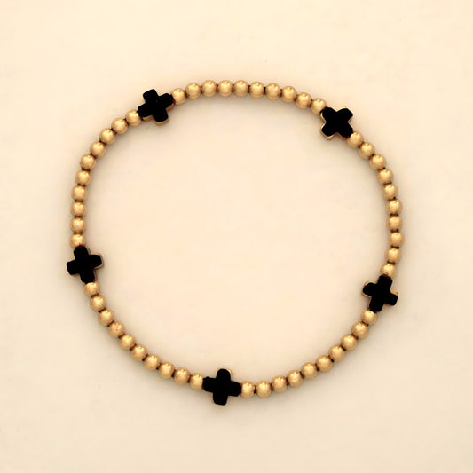 14k Black Cross Bracelet