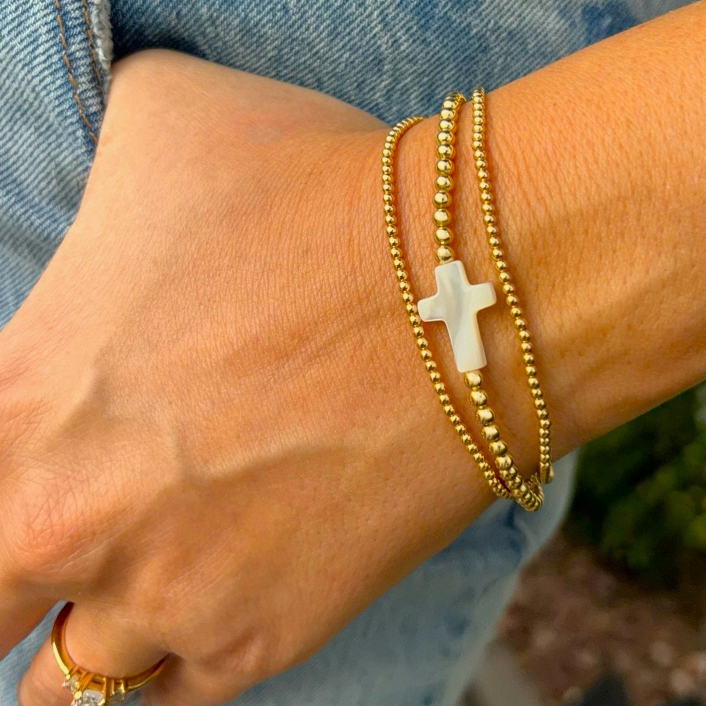 14k Agate Cross Bracelet