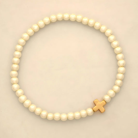 Pearl 14k Cross Bracelet