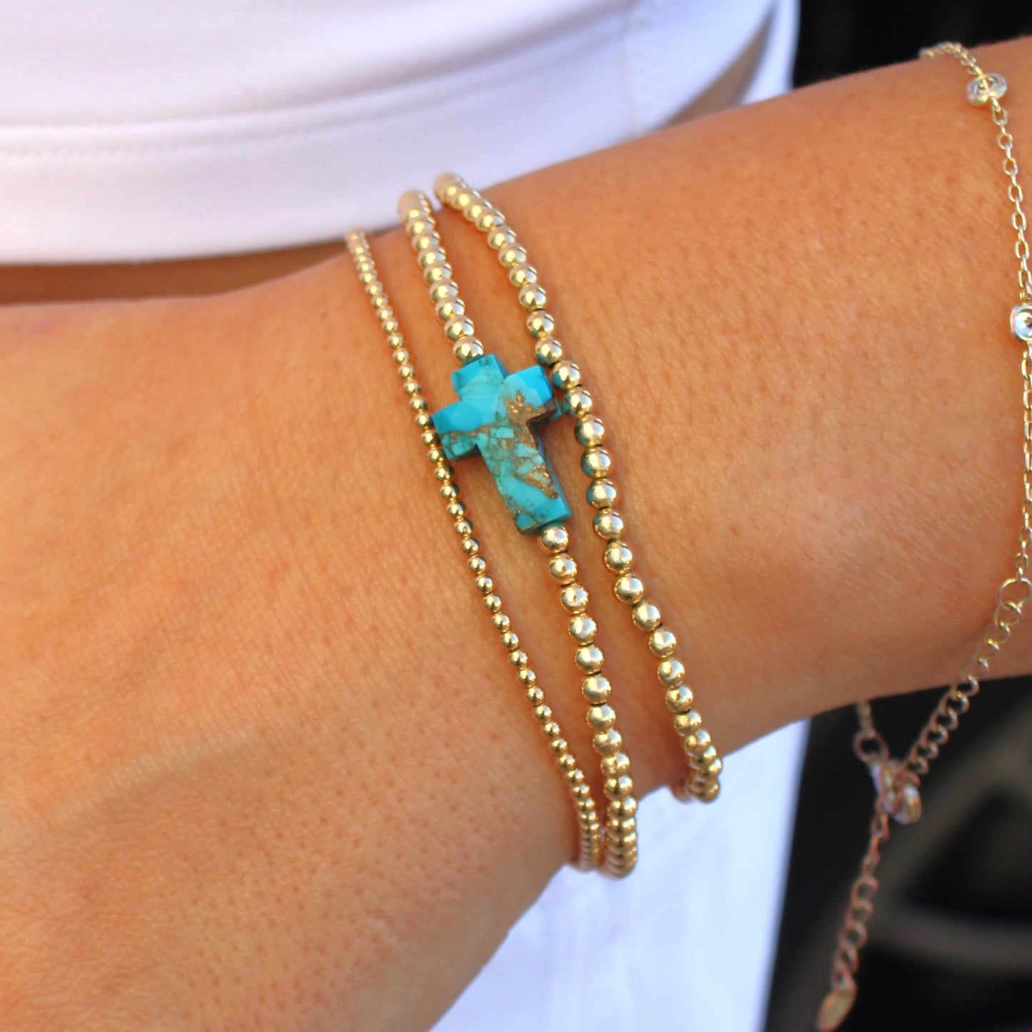 14k Turquoise Cross Bracelet